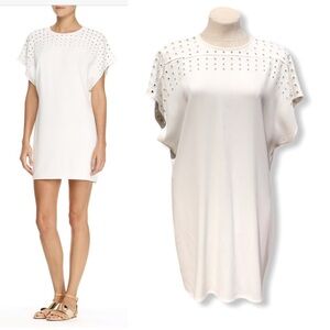 Derek Lam Women’s Short-Sleeve Dress Edgy Grommets White Small